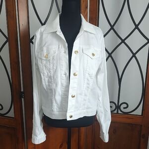 Michael Kors White and Gold Jean Jacket